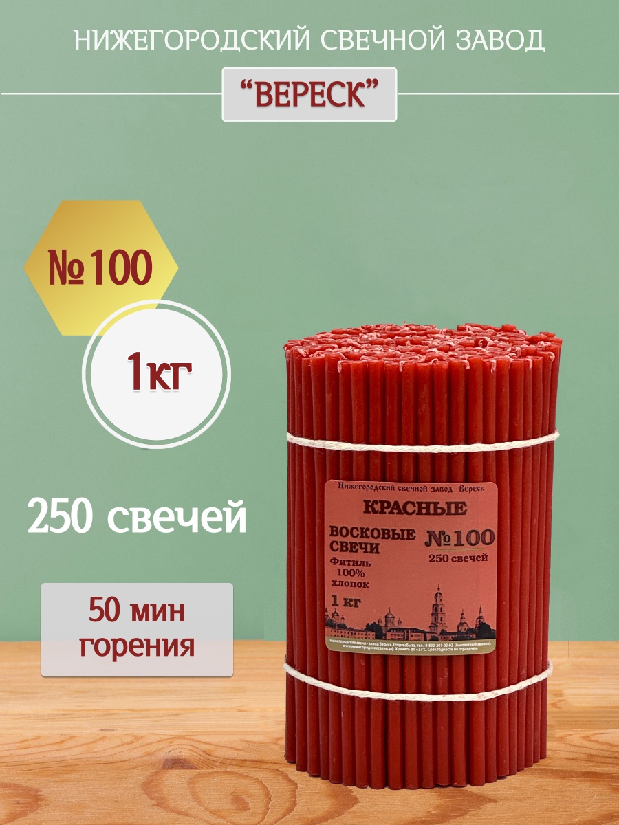 Восковые свечи КРАСНЫЕ пачка 1 кг № 100